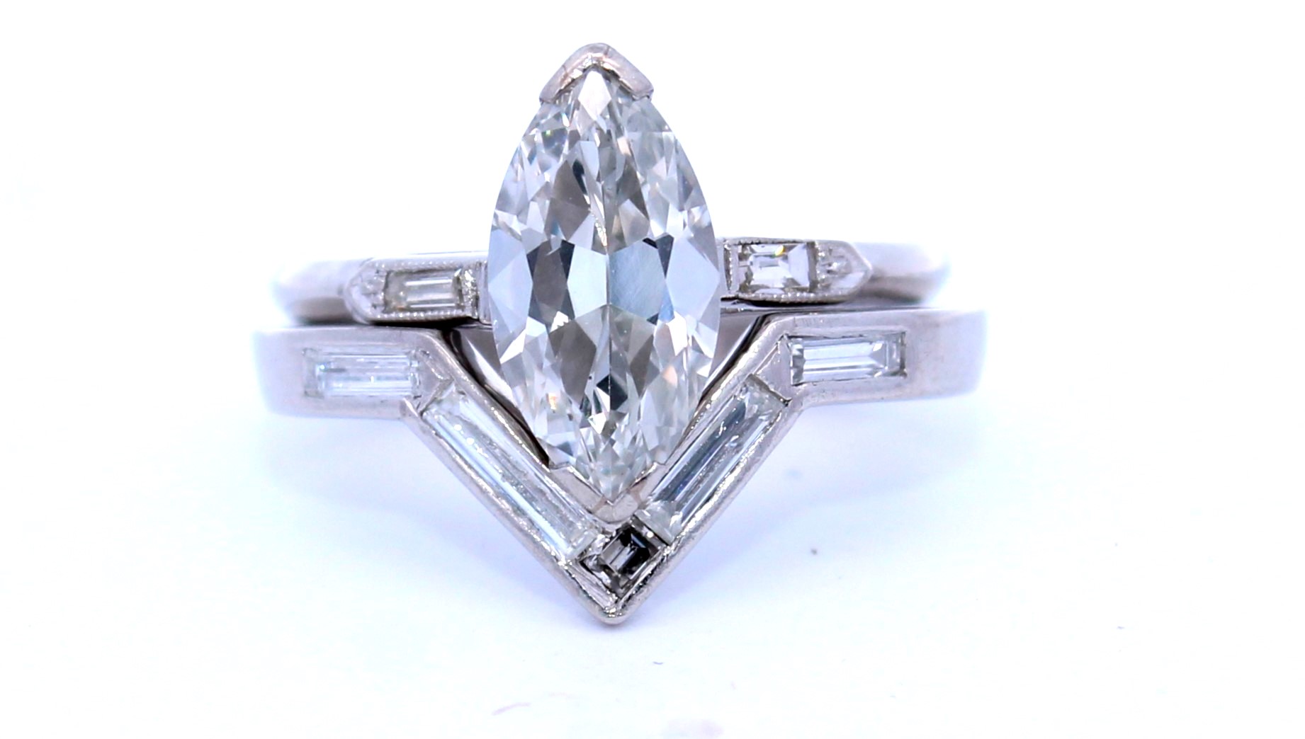 Estate Platinum Diamond Wedding Set